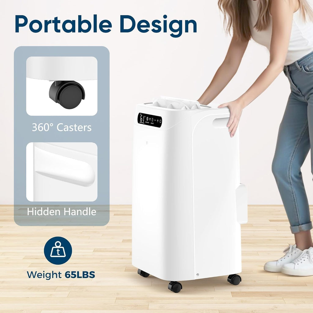 14,000 BTU Portable Air Conditioner - Cools up to 700 m² - Portable AC Unit with Remote Control, Cooling, Fan, Dehumidification, Sleep Mode and Installation Kits for Large