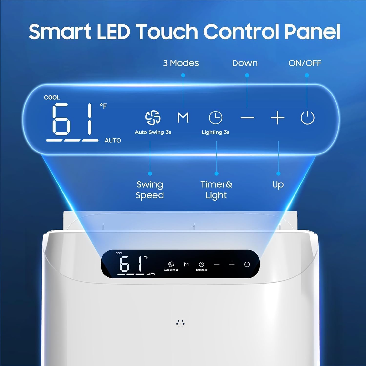 14,000 BTU Portable Air Conditioner - Cools up to 700 m² - Portable AC Unit with Remote Control, Cooling, Fan, Dehumidification, Sleep Mode and Installation Kits for Large