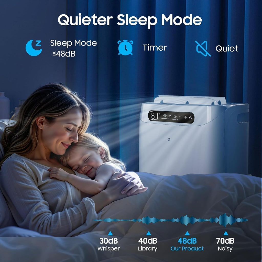 14,000 BTU Portable Air Conditioner - Cools up to 700 m² - Portable AC Unit with Remote Control, Cooling, Fan, Dehumidification, Sleep Mode and Installation Kits for Large