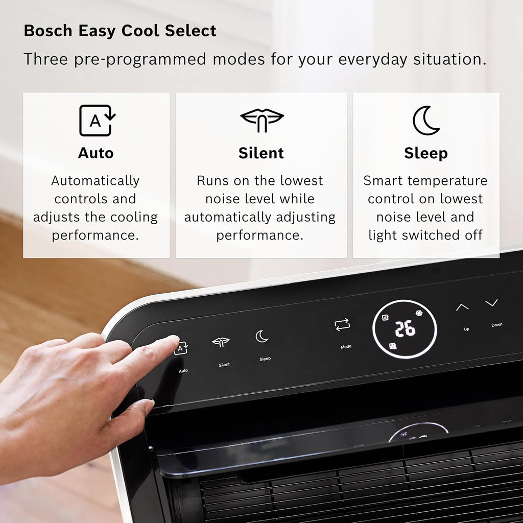 Bosch Cool 2000 Portable AC - 3-in-1 Air Conditioner, Dehumidifier, Fan - 2.6 kW for rooms up to 35m² - With Auto Mode, Silent Mode & Sleep Mode