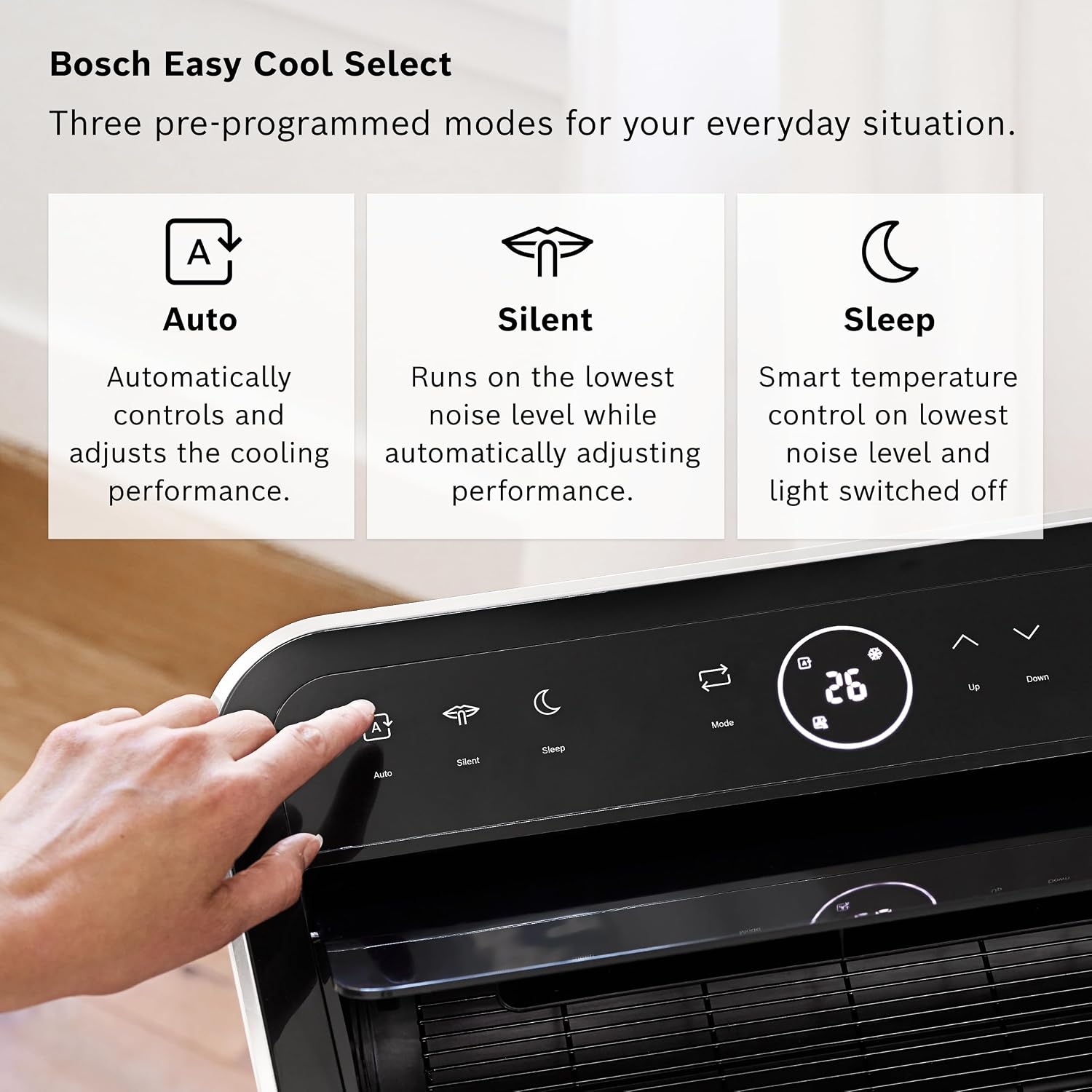 Bosch Cool 2000 Portable AC - 3-in-1 Air Conditioner, Dehumidifier, Fan - 2.6 kW for rooms up to 35m² - With Auto Mode, Silent Mode & Sleep Mode