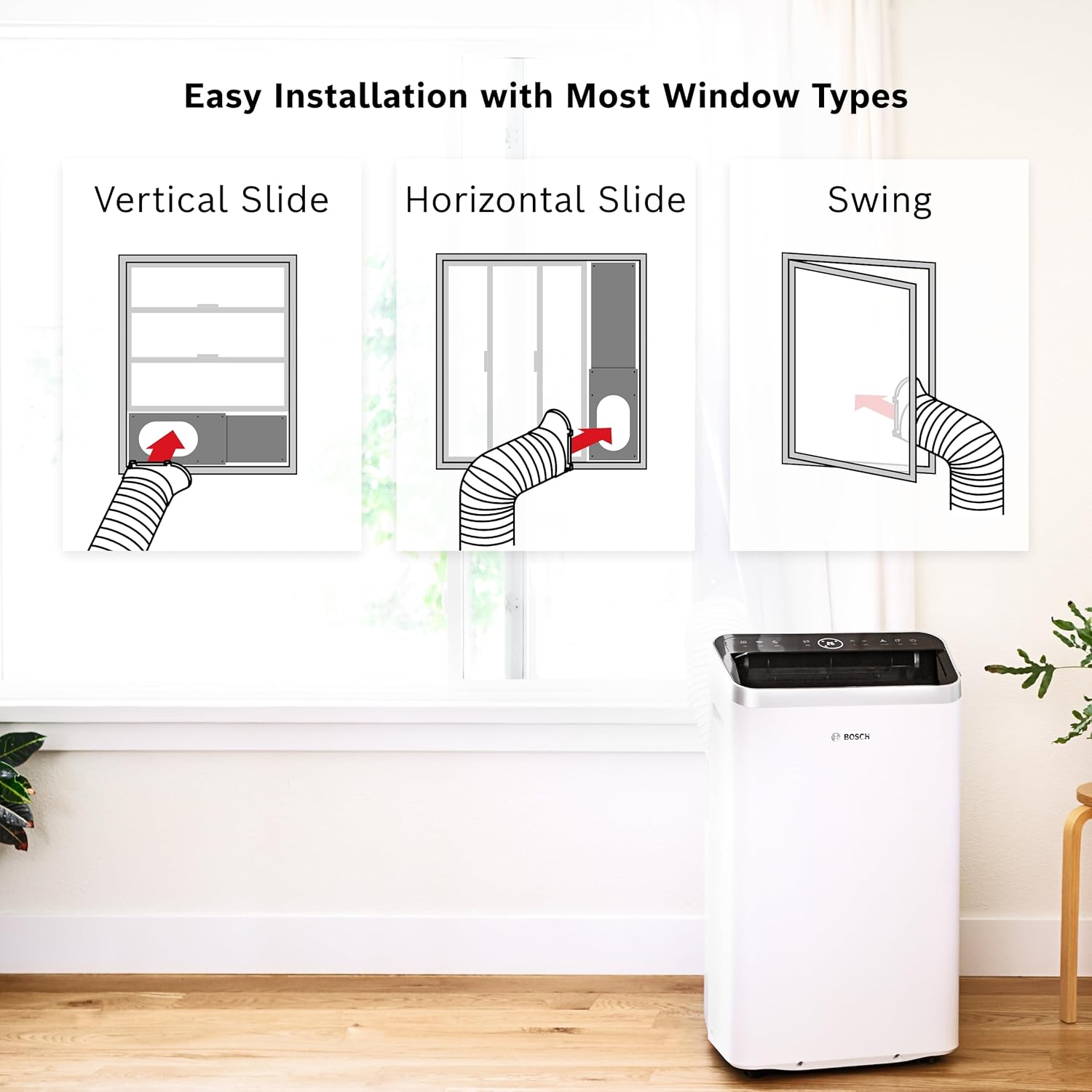 Bosch Cool 2000 Portable AC - 3-in-1 Air Conditioner, Dehumidifier, Fan - 2.6 kW for rooms up to 35m² - With Auto Mode, Silent Mode & Sleep Mode